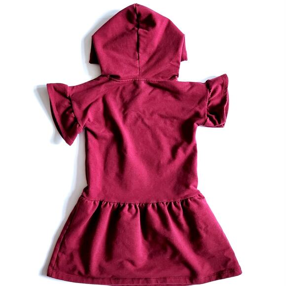 Janie and Jack Girls Burgundy Hooded Dress | French Terry Drop Waist | Size 5 - Picture 4 of 8